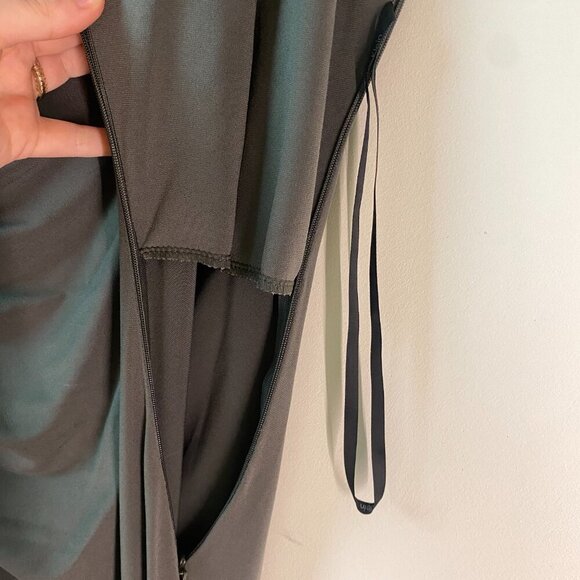Calvin Klein Grecian Goddess Olive Asymmetrical Draped Gown – Size 8 - Picture 8 of 14